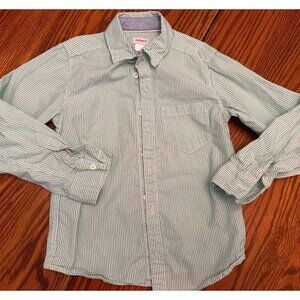 Carter's Green and White Vertical Striped Collared Button down dress shirt